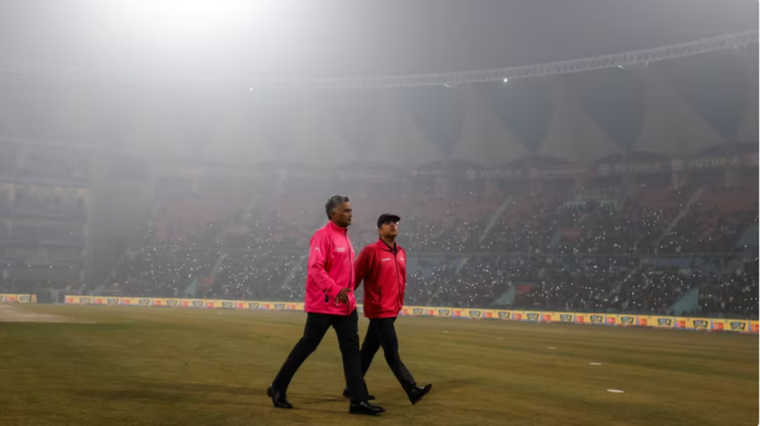 The Lucknow T20 International match was abandoned without a ball being bowled due to fog.